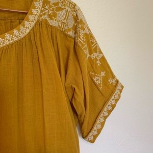 Sundance Mustard Yellow Embroidered Blouse